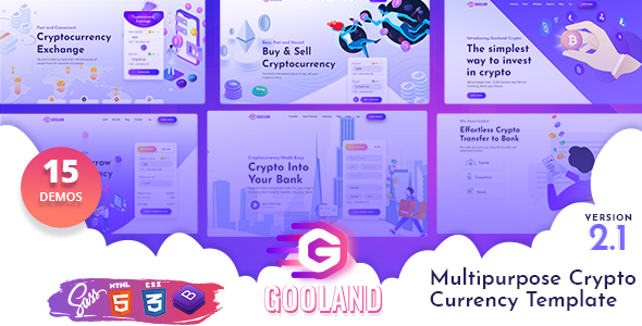 Gooland - Multipurpose Crypto Currency HTML Template product preview