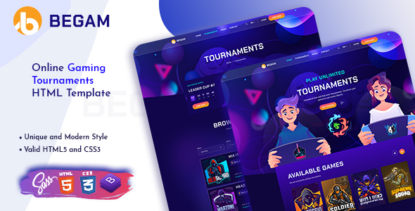 Begam - Online Gaming Tournaments HTML Template listing image