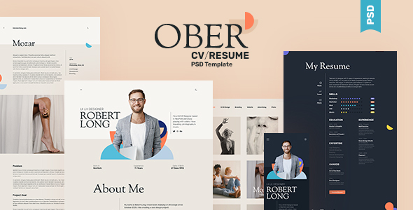 OBER - Resume CV Landing Page PSD Template