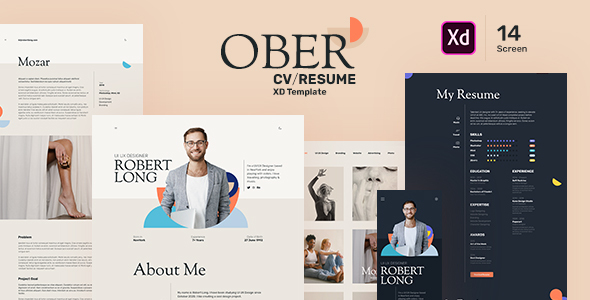 OBER - Resume CV Landing Page XD Template