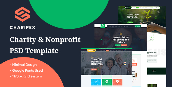Charipex - Charity & Nonpropfit PSD Template product preview