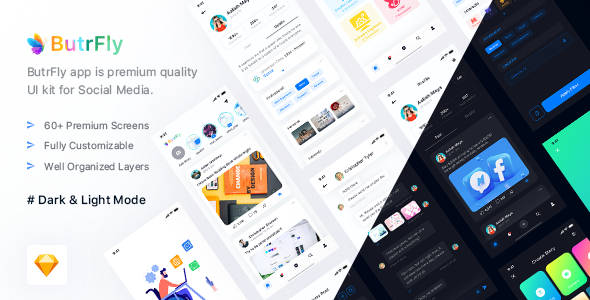 ButrFly - Social UI Kit for Sketch product preview