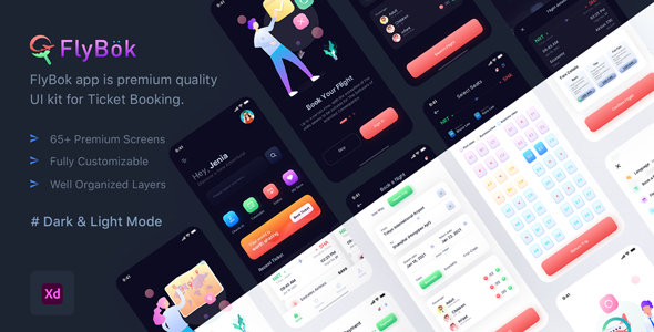 FlyBok - Ticket Booking UI Kit For XD