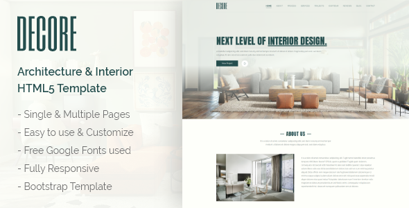 DeCore - Architecture & Interior HTML5 Template listing image