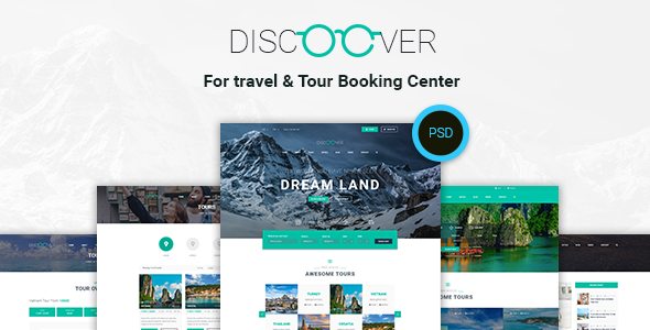 Product preview supplied for Discoover - Travel Tour Booking PSD Template
