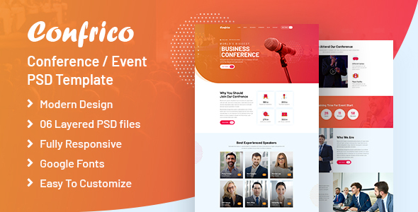 Confrico - Event & Conference PSD Template product preview
