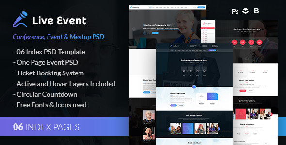 Product preview supplied for Live Event - Conference & Meetup PSD Template
