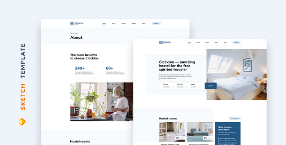 Clockinn – Hostel Template for Sketch product preview