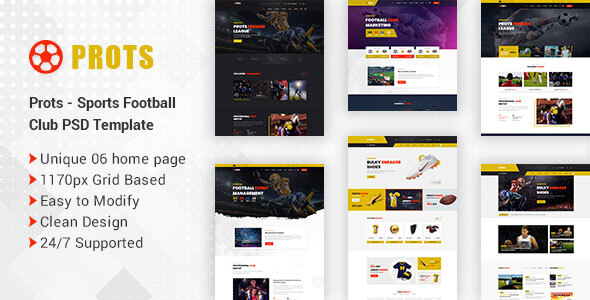 Prots - Sports Football Club PSD Template