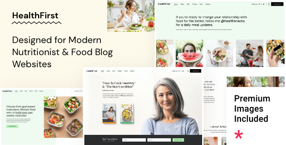 Product preview supplied for HealthFirst - Nutrition and Recipes WordPress Theme