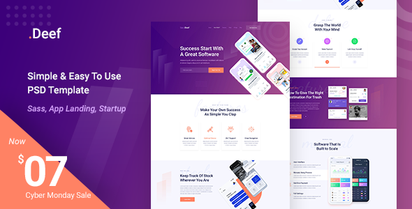 Preview image for Deef Sass App Landing PSD