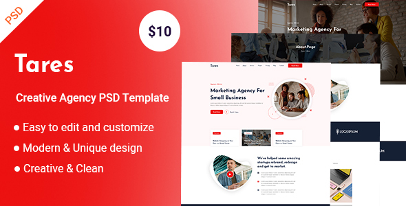 Tares-Creative Agency PSD Template product preview