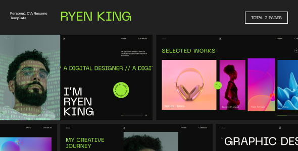 Product preview supplied for Ryen King - Personal CV/Resume Figma Template