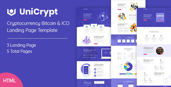 UniCrypt - Cryptocurrency Landing Page HTML Template