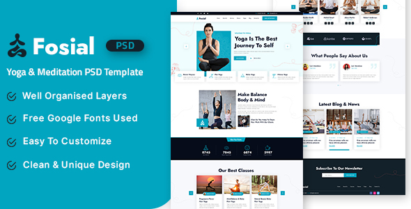 Fosial - Yoga & Meditation PSD Template