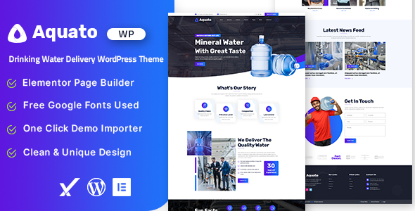 Product preview supplied for Aquato – Drinking Water Delivery WordPress Theme