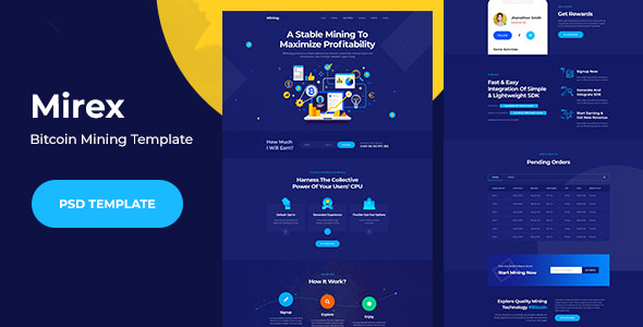 Preview image for Mining - Bitcoin Mining PSD Template