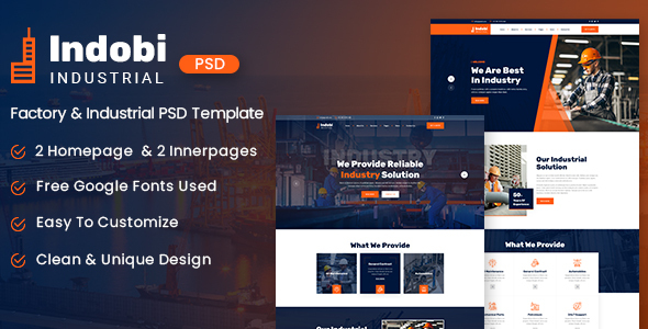 Product preview supplied for Indobi -  Industrial PSD Template