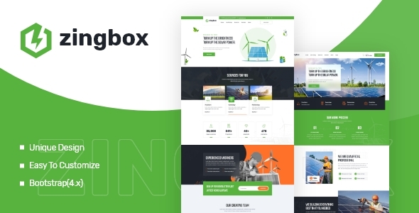 Product preview supplied for Zingbox – Wind & Solar Energy XD Template