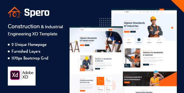 Spero - Construction Industry, Building & Renovation XD Template product preview