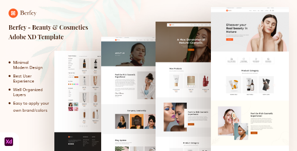 Berfey - Beauty & Cosmetics Adobe XD Template product preview