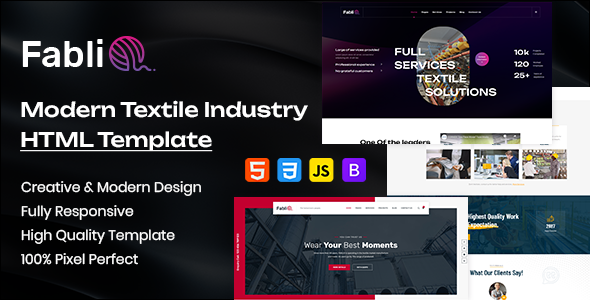 Product preview supplied for Fablio - Textile Industry HTML5 Template