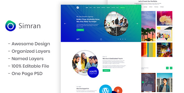 Simran - Digital Agency One Page Parallax PSD Template