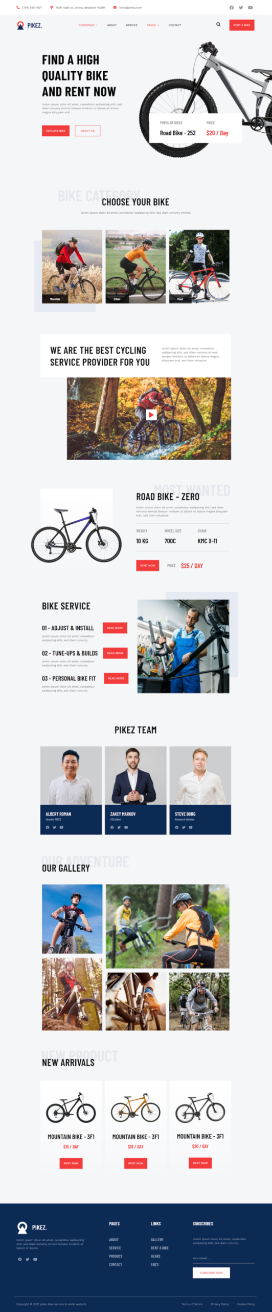 Pikez - Bike Shop & Bicycle Rental Elementor Template Kit