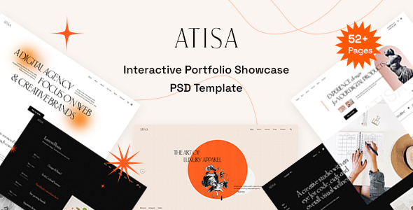 Atisa - Interactive Portfolio Showcase PSD Template product preview