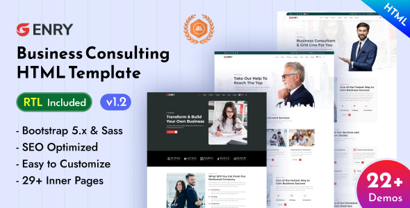 Enry - Business Consulting Bootstrap 5 Template product preview