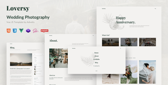 Product preview supplied for Loversy - Wedding Photography Vue JS Template