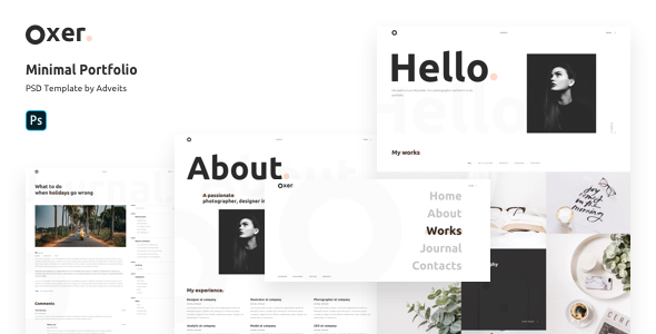 Product preview supplied for Oxer - Minimal Portfolio PSD Template