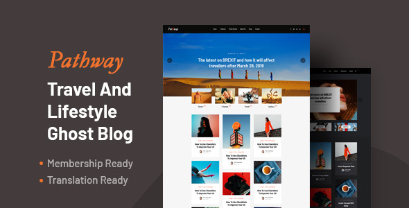 Preview image for Pathway - Travel & Lifestyle Ghost Blog Theme