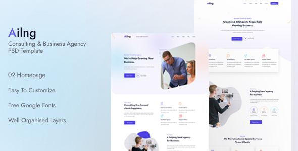 Preview image for Ailng Creative Consulting & Business Agency PSD Template