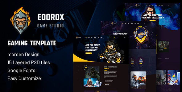 Eoorox - Gaming and eSports PSD Template listing image