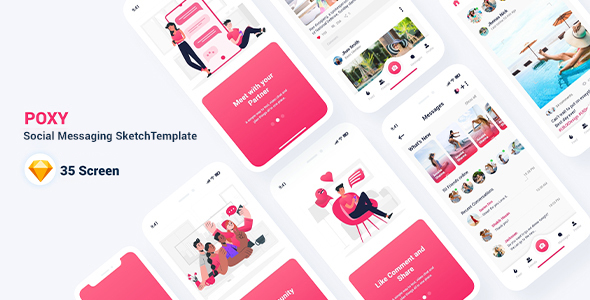 Preview image for Poxy - Social Messaging Sketch Template