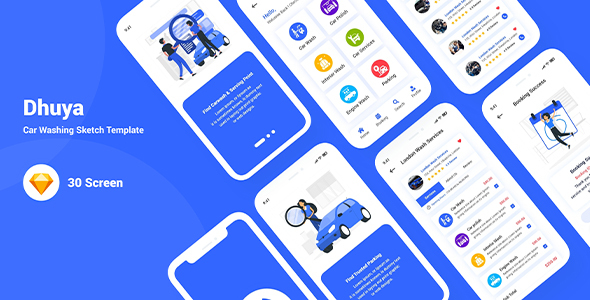 Dhuya – Car Washing Sketch Template product preview