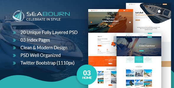 Seabourn Boat Booking PSD Template product preview