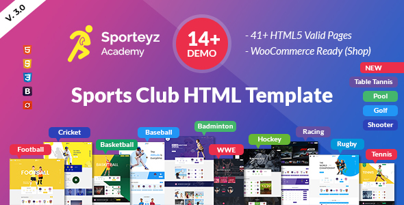 Preview image for Sporteyz | Sports Live Event and Club HTML Template