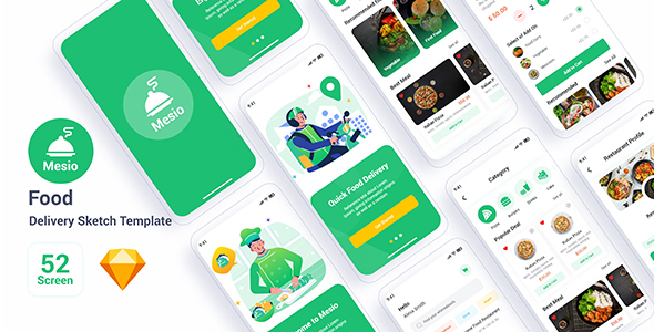 Mesio – Food Delivery Sketch Template
