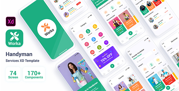 Worka – Handyman Services Adobe XD Template