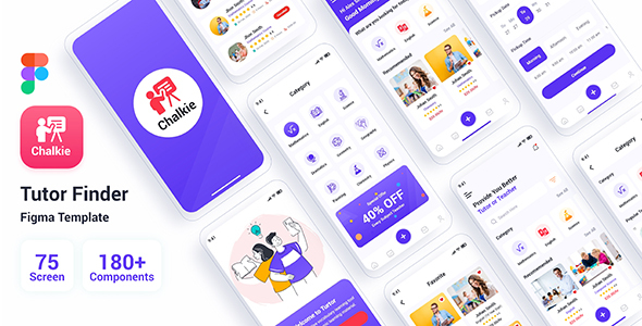 Product preview supplied for Chalkie - Tutor Finder Figma Template