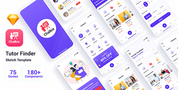 Product preview supplied for Chalkie - Tutor Finder Sketch Template