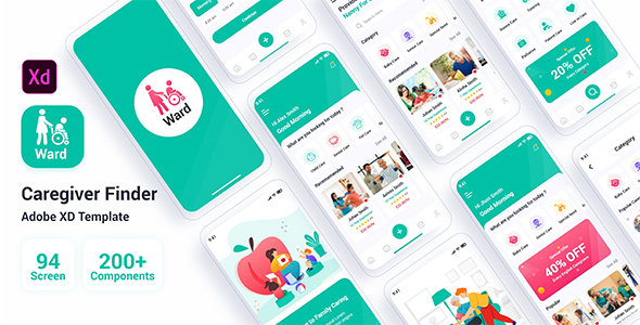 Ward - Caregiver Finder Adobe XD Template listing image