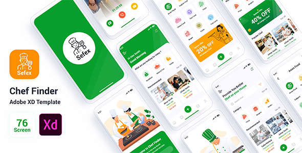 Sefex - Chef Finder Adobe XD Template