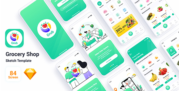 Grub – Grocery Shop Sketch Template