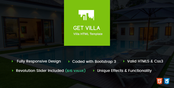Product preview supplied for GetVilla - Single and Client Based Villa Booking HTML Template