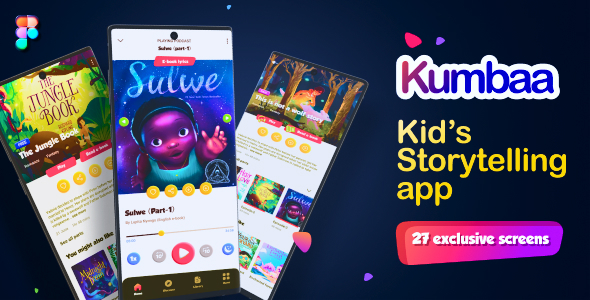 Product preview supplied for Kumbaa | 28 Screens Kid’s Storytelling Mobile UI Template