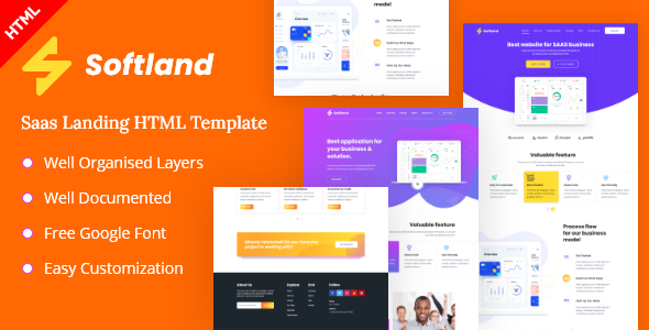 Product preview supplied for Softland-Saas Landing Page HTML Template