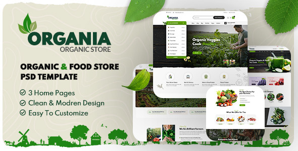 Organia - Organic Foods Store PSD Template